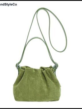 Vintage Suede Handbag Drawstring Bucket Bag Crossbody Shoulder Satchel Faux